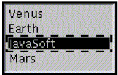 ��ʾһ��������Щ����б���Venus��Earth��JavaSoft �� Mars��Javasoft Ϊѡ��״̬��
